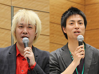 コーディネーターを務めるジャーナリストの津田大介氏（左）とOne Voice Campaign発起人の原田謙介さん（右）