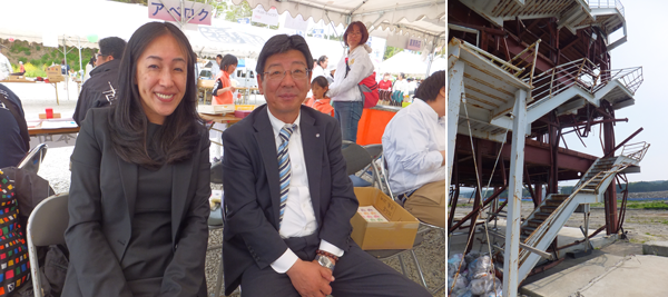 2013年5月に石巻、南三陸を視察。左は、佐藤仁 南三陸町長