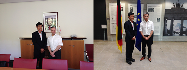 駐日ドイツ大使館を訪問しヘルマン一等書記官、ホーボルト文化担当者の二人と対談してきました