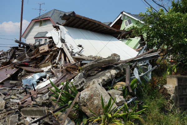 熊本県益城町の損壊家屋（8月21日撮影）