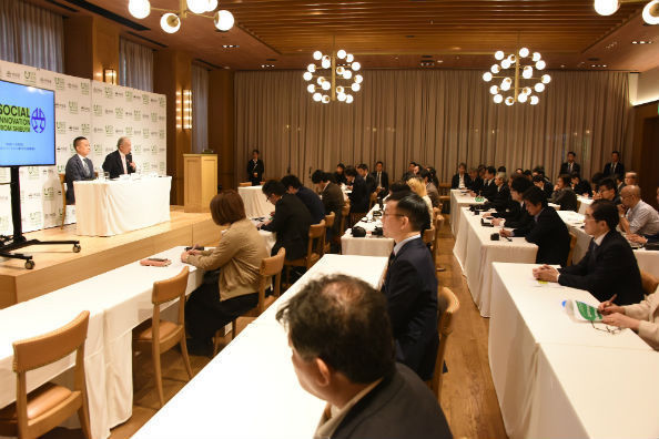 渋谷区神宮前のホテルで記者発表が行われた
