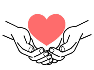 ハートを持った手のイラスト