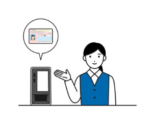 マイナンバーカード受付を案内する事務女性