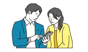 スマホを使用する男女